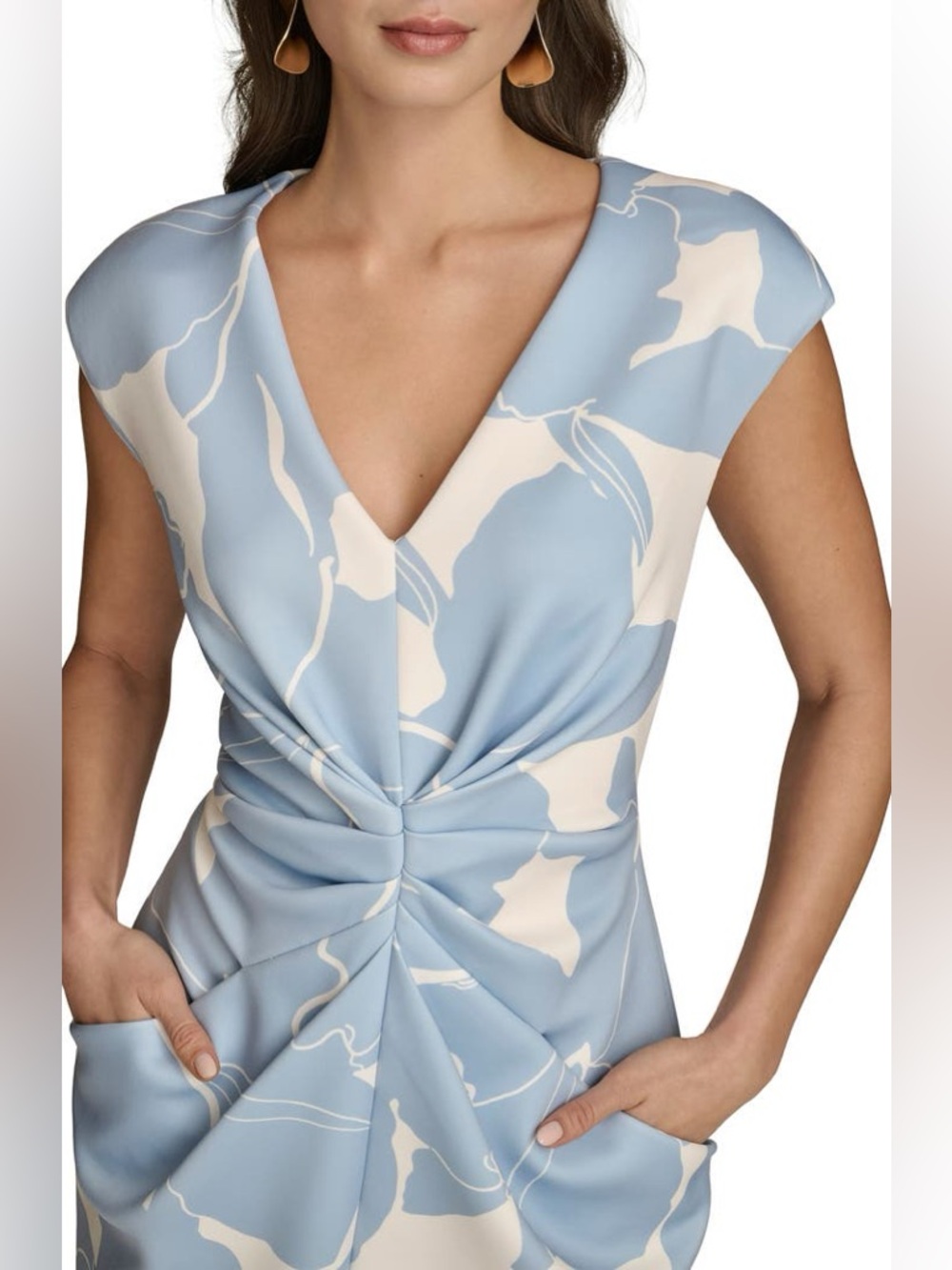 Donna Karan New York Center Ruched Floral Dress NWT Size 8 - Picture 4 of 15